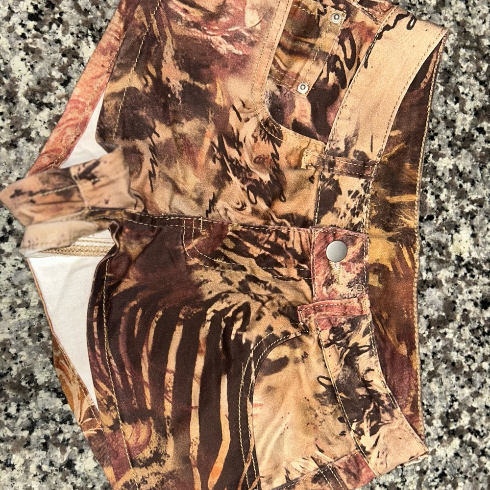 SHEIN Brown and Tan Patterned Women Shorts